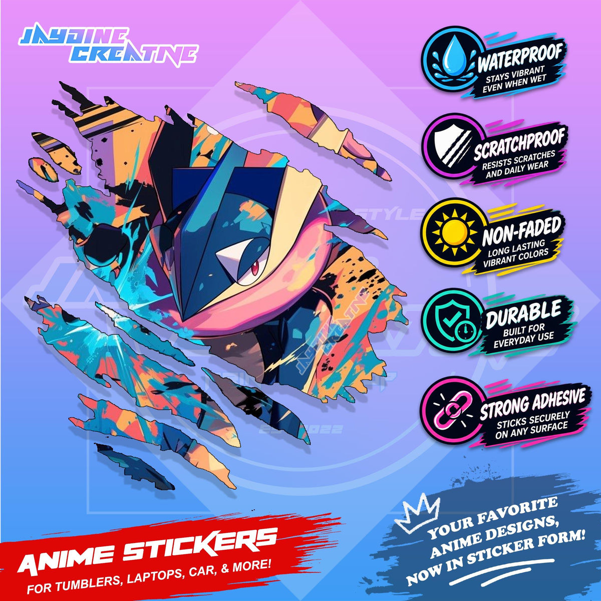 Pokemon Inspired Scratch Sticker | Waterproof Vinyl for Helmet, Motorcycle, Car & Tumbler