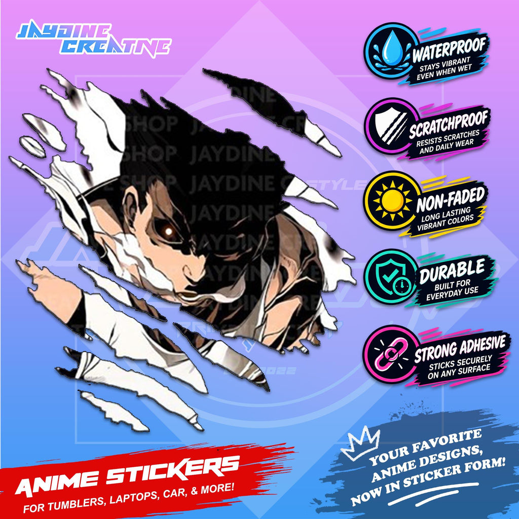 Hunter x Hunter Inspired Scratch Sticker | Waterproof Vinyl for Helmet, Motorcycle, Car & Tumbler