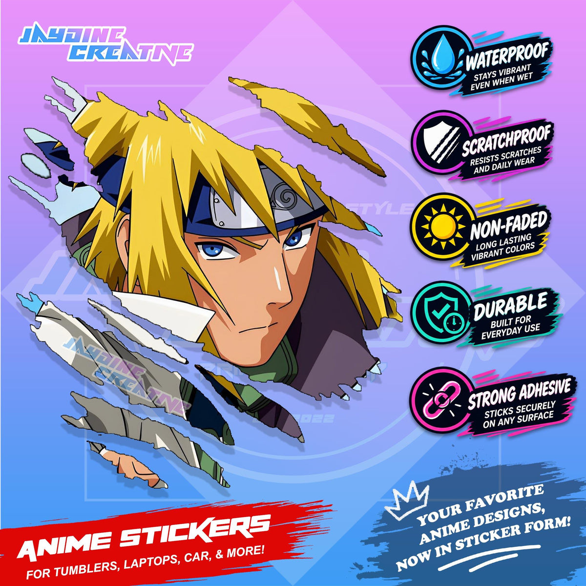 Naruto Inspired Scratch Sticker | Waterproof Vinyl for Helmet, Motorcycle, Car & Tumbler
