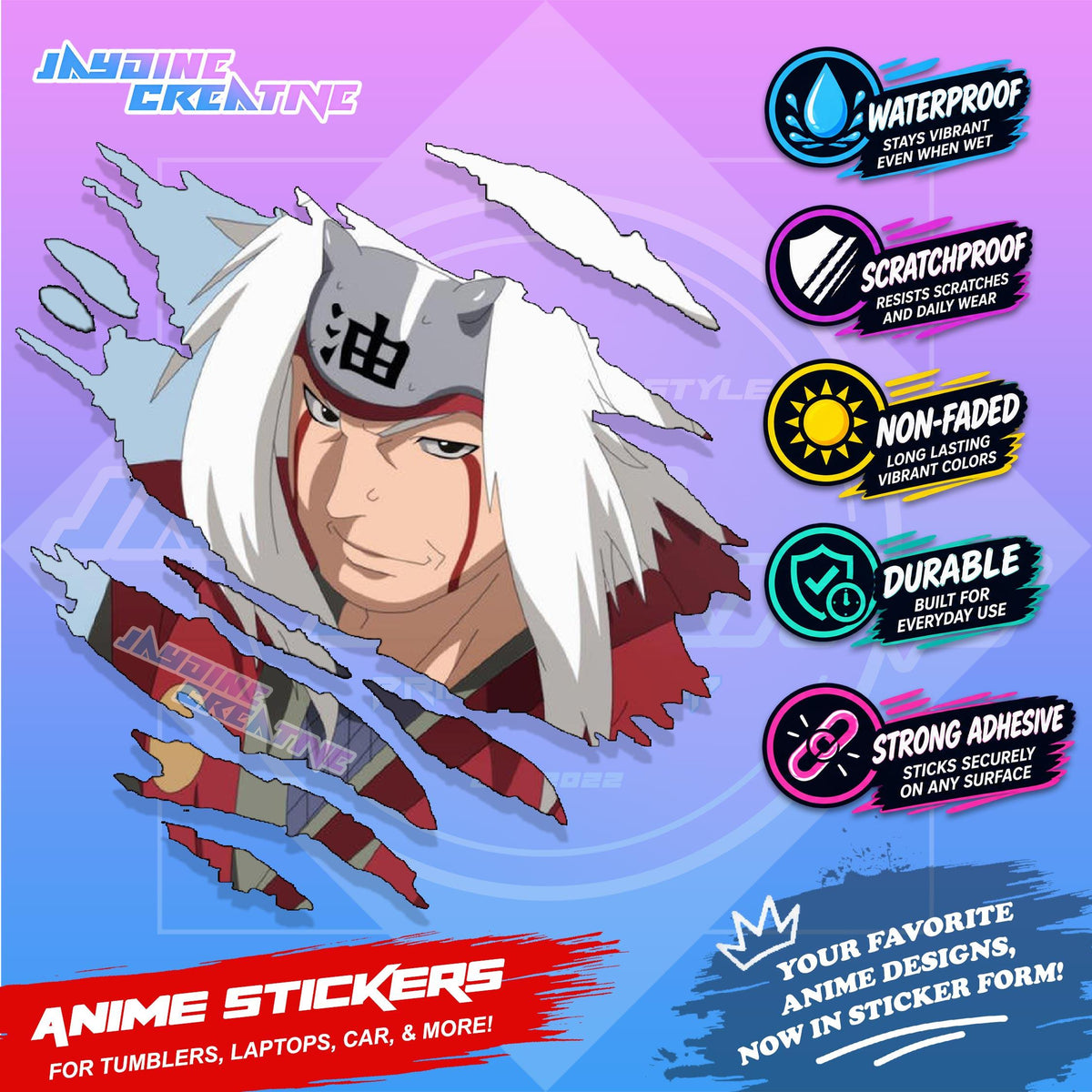 Naruto Inspired Scratch Sticker | Waterproof Vinyl for Helmet, Motorcycle, Car & Tumbler