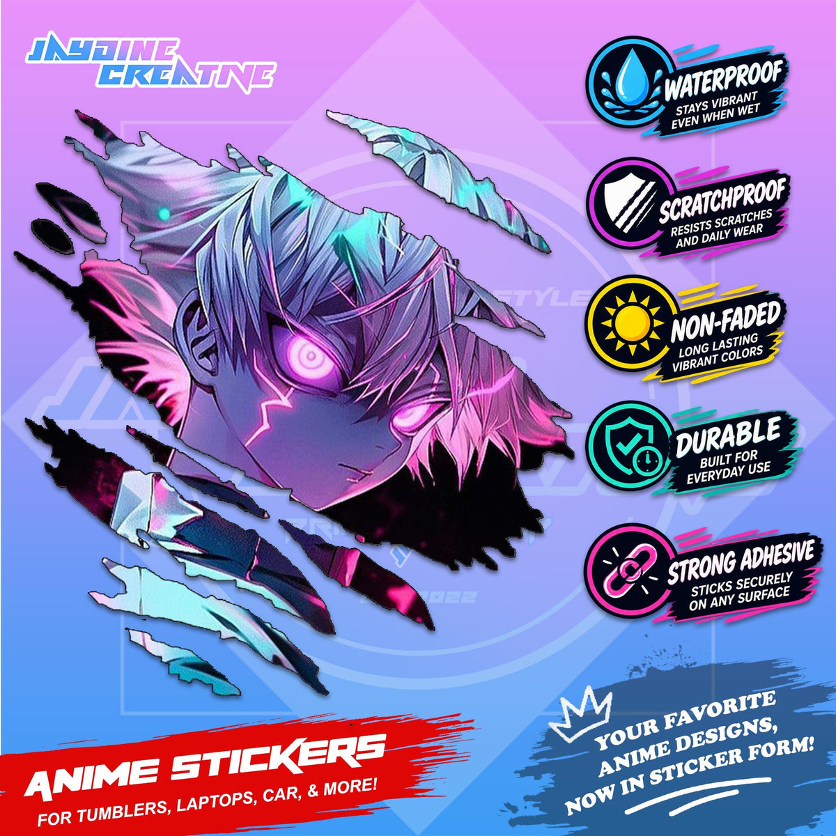 Hunter x Hunter Inspired Scratch Sticker | Waterproof Vinyl for Helmet, Motorcycle, Car & Tumbler