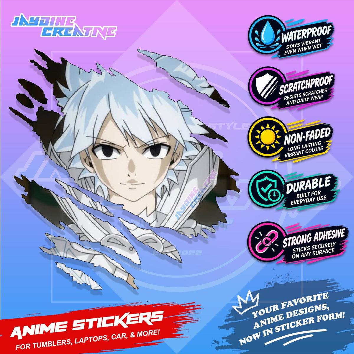 Fairy Tail Anime Inspired Scratch Sticker | Waterproof Vinyl for Helmet, Motorcycle Laptop & Tumbler