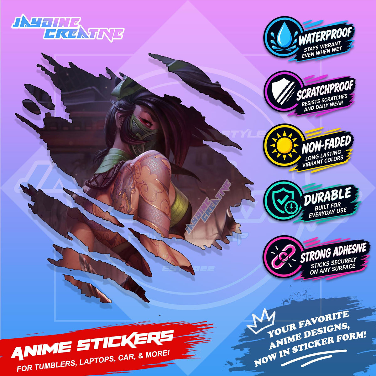 League of Legends Inspired Scratch Sticker Waterproof Vinyl for Helmet, Motorcycle, Laptop & Tumbler