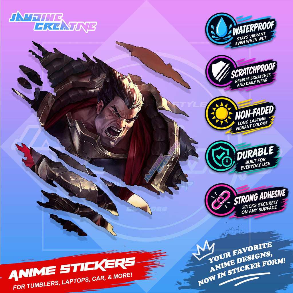 League of Legends Inspired Scratch Sticker Waterproof Vinyl for Helmet, Motorcycle, Laptop & Tumbler