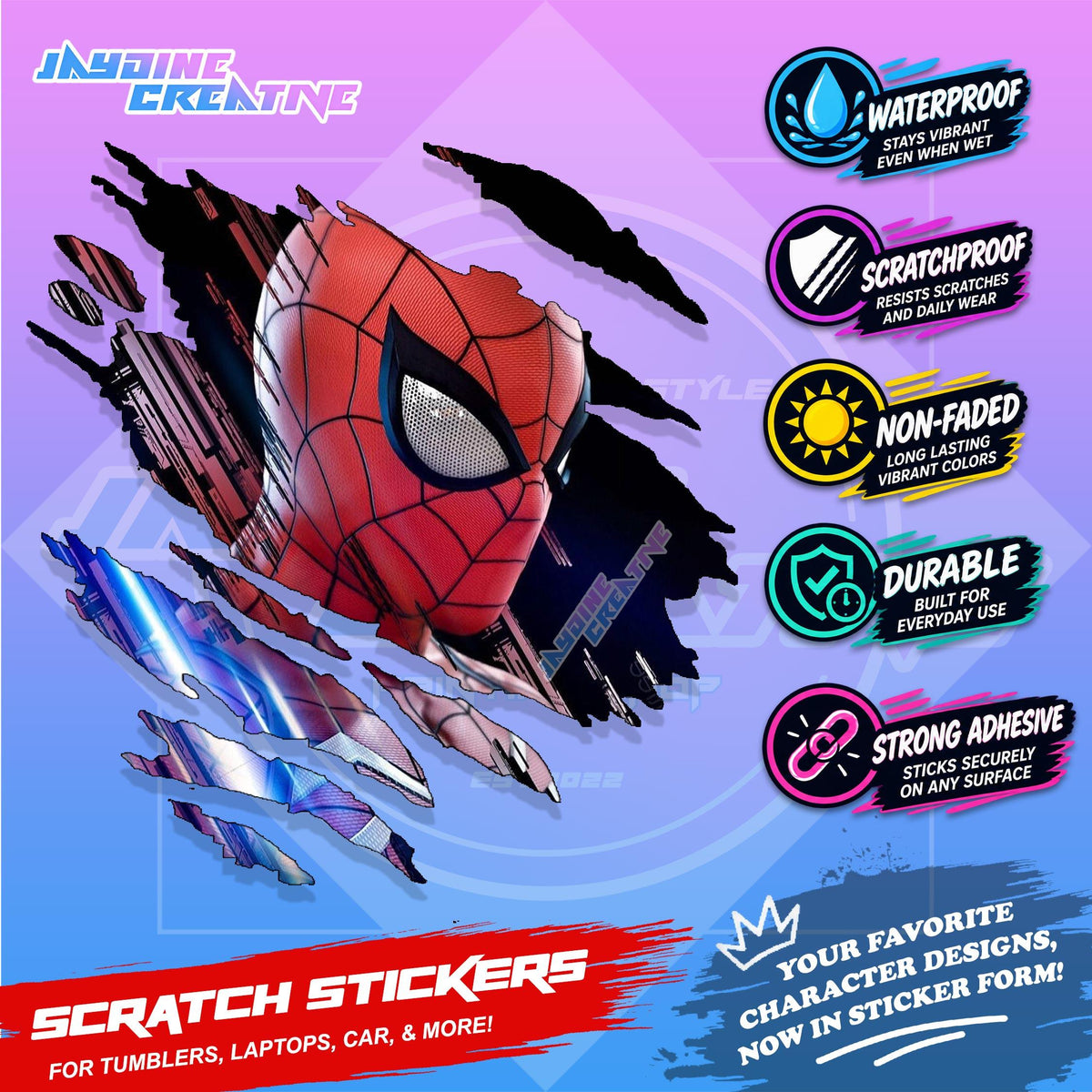 Avengers Marvel Inspired Scratch Sticker Waterproof Vinyl for Helmet, Motorcycle, Car & Tumbler