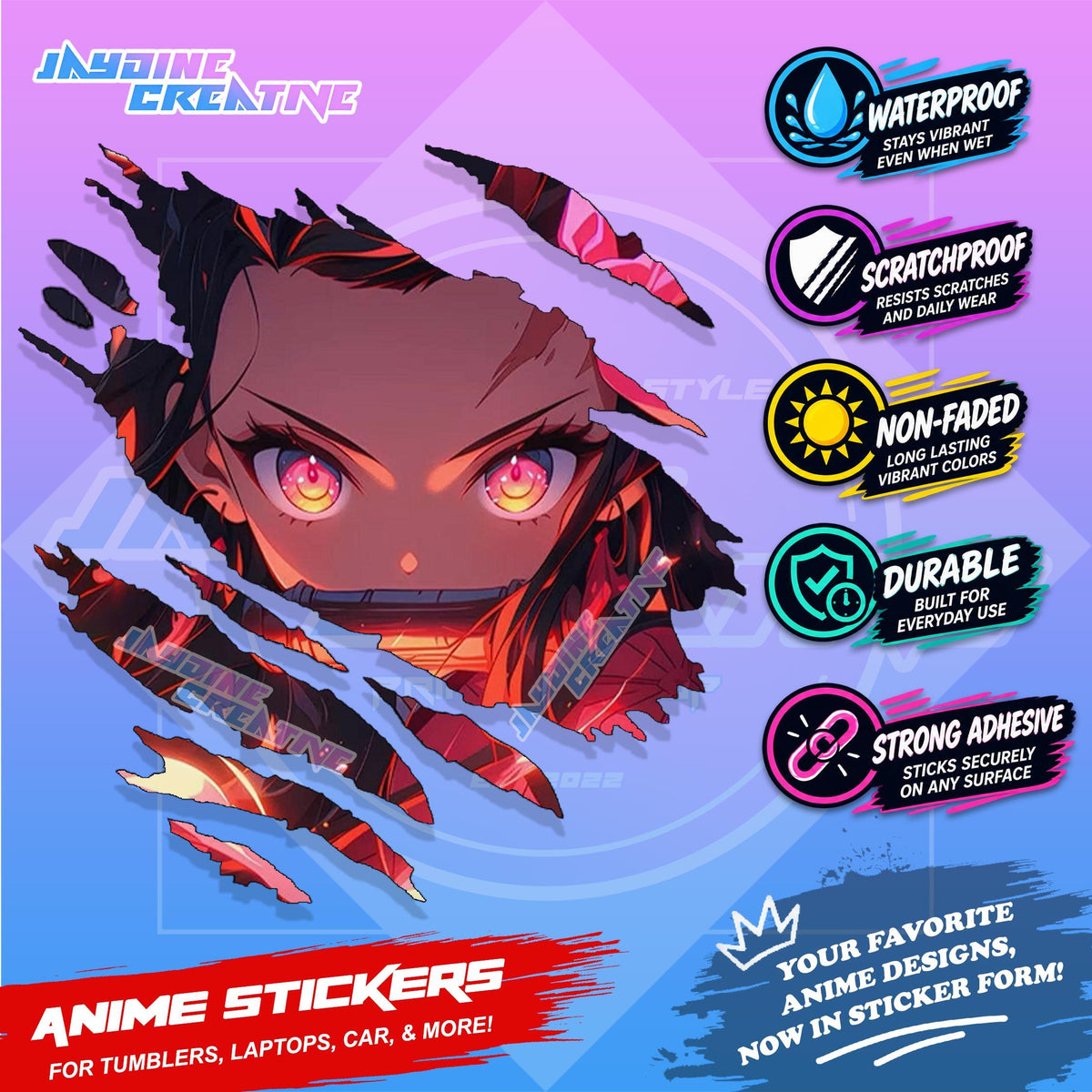 All  Anime Inspired Scratch Sticker Waterproof Vinyl for Helmet, Motorcycle, Car, Laptop, Phone & Tumbler
