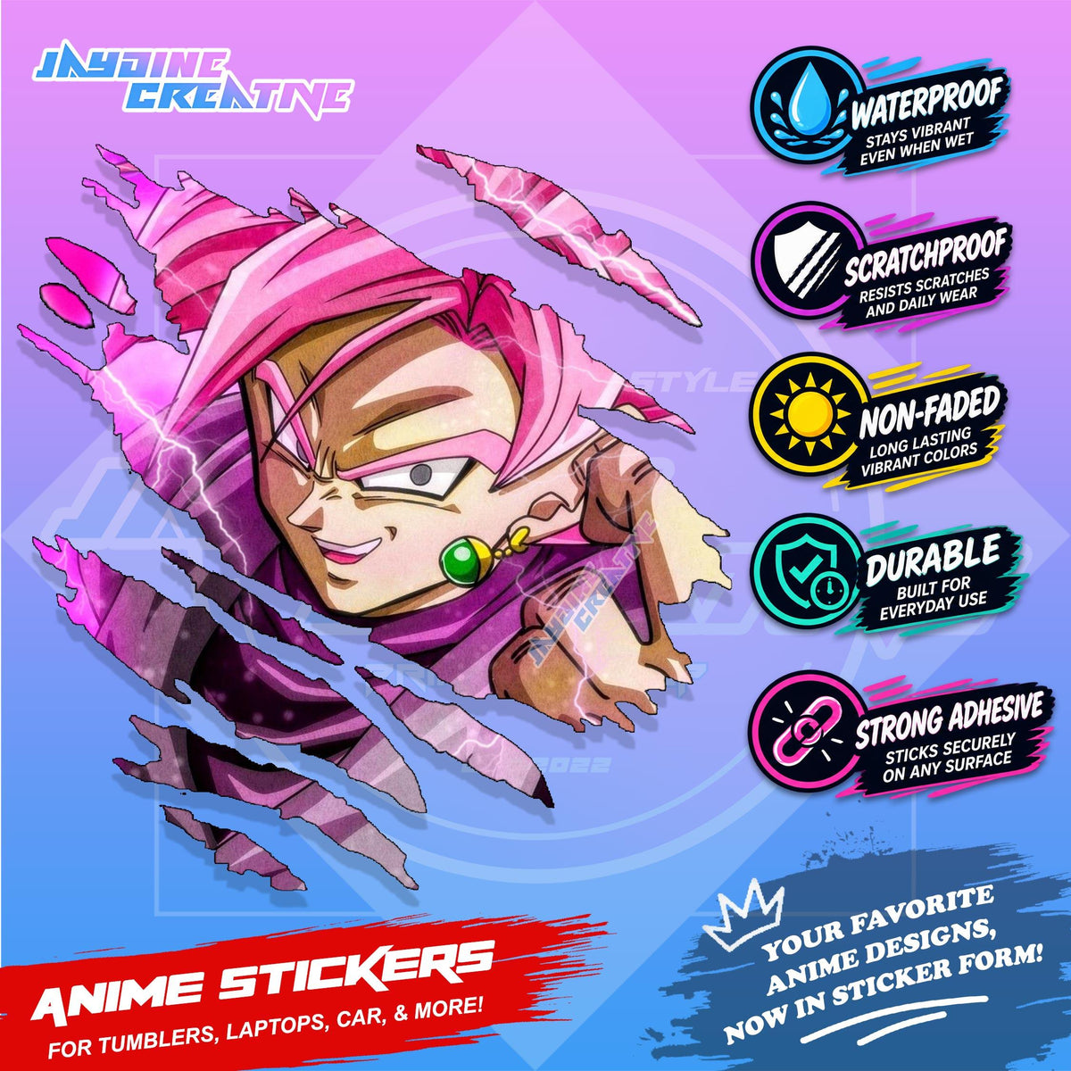 Dragonball Anime Inspired Scratch Sticker Waterproof Vinyl for Helmet, Motorcycle, Car & Tumbler