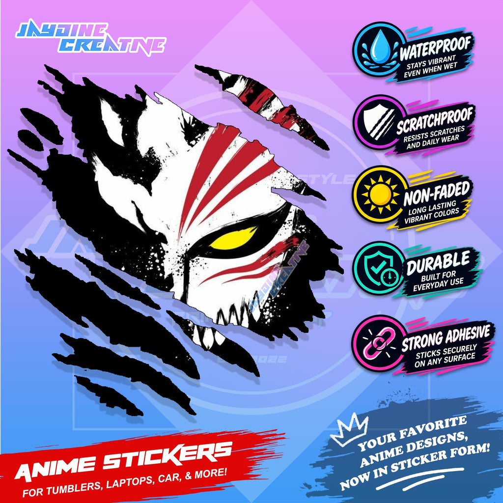 Bleach Anime Inspired Scratch Sticker Waterproof Vinyl for Helmet, Motorcycle, Car, Laptop & Tumbler