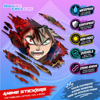 Black Clover Inspired Scratch Sticker Waterproof Vinyl for Helmet, Motorcycle, Car, Laptop & Tumbler