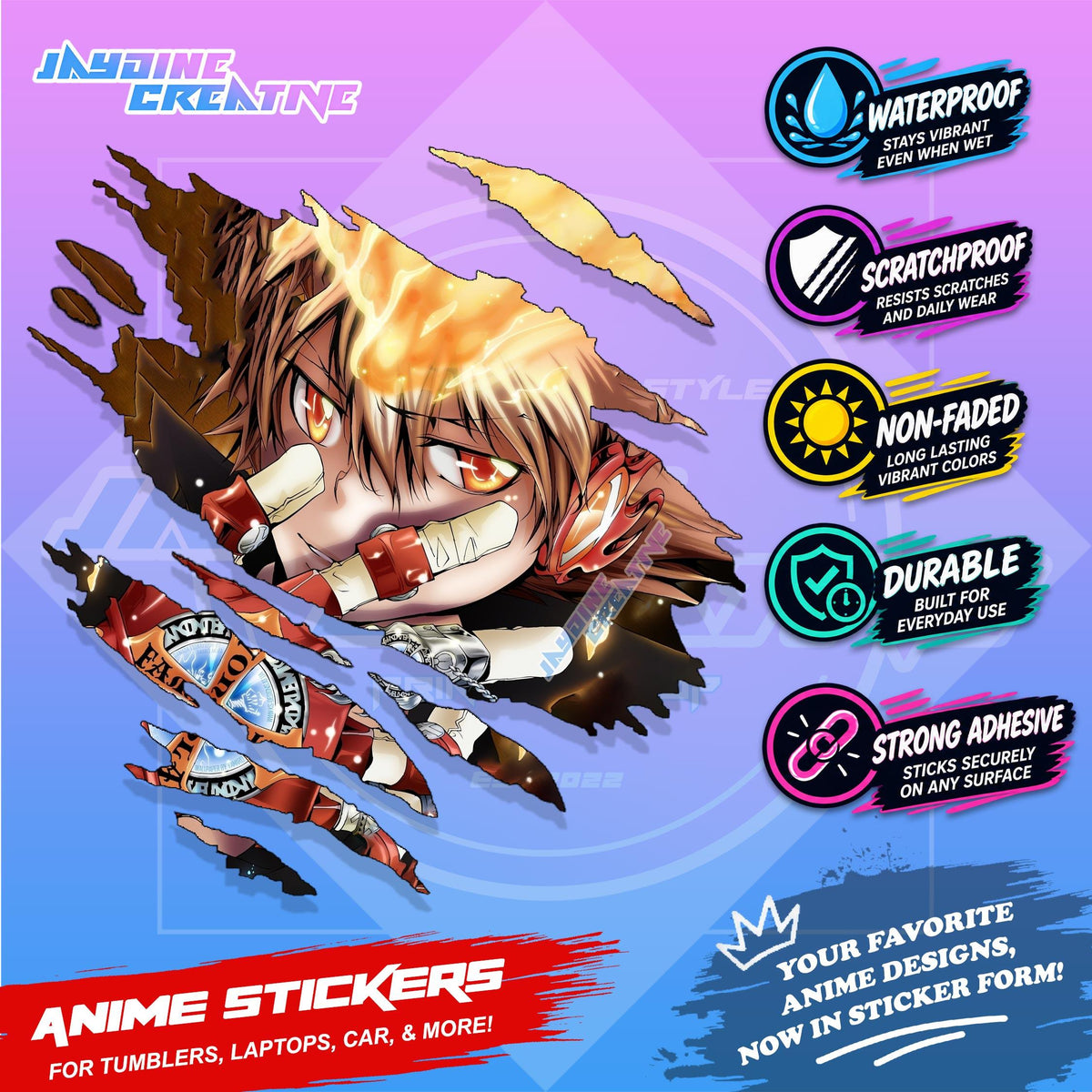 Hitman Reborn Anime Scratch Sticker | Waterproof Vinyl for Helmet, Motorcycle, Car, Laptop & Tumbler