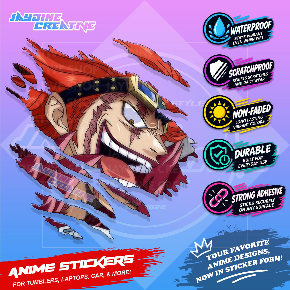One Piece Anime Inspired Scratch Sticker Waterproof Vinyl for Helmet, Motorcycle, Car, Laptop, Phone & Tumbler