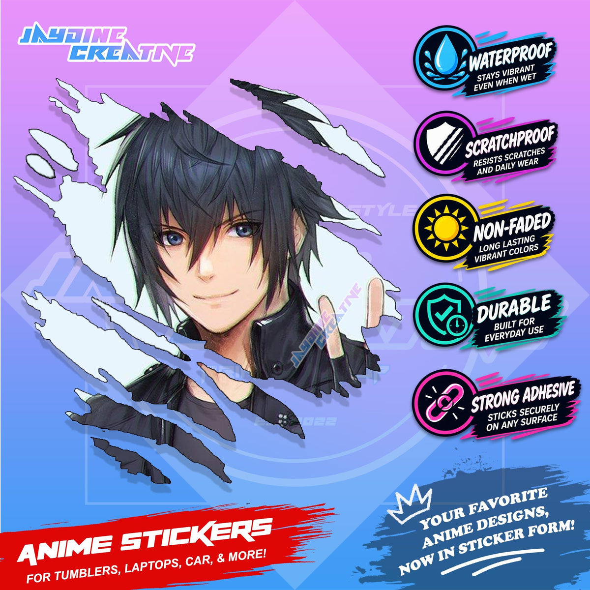 Final Fantasy Inspired Scratch Sticker | Waterproof Vinyl for Helmet, Motorcycle, Laptop & Tumbler