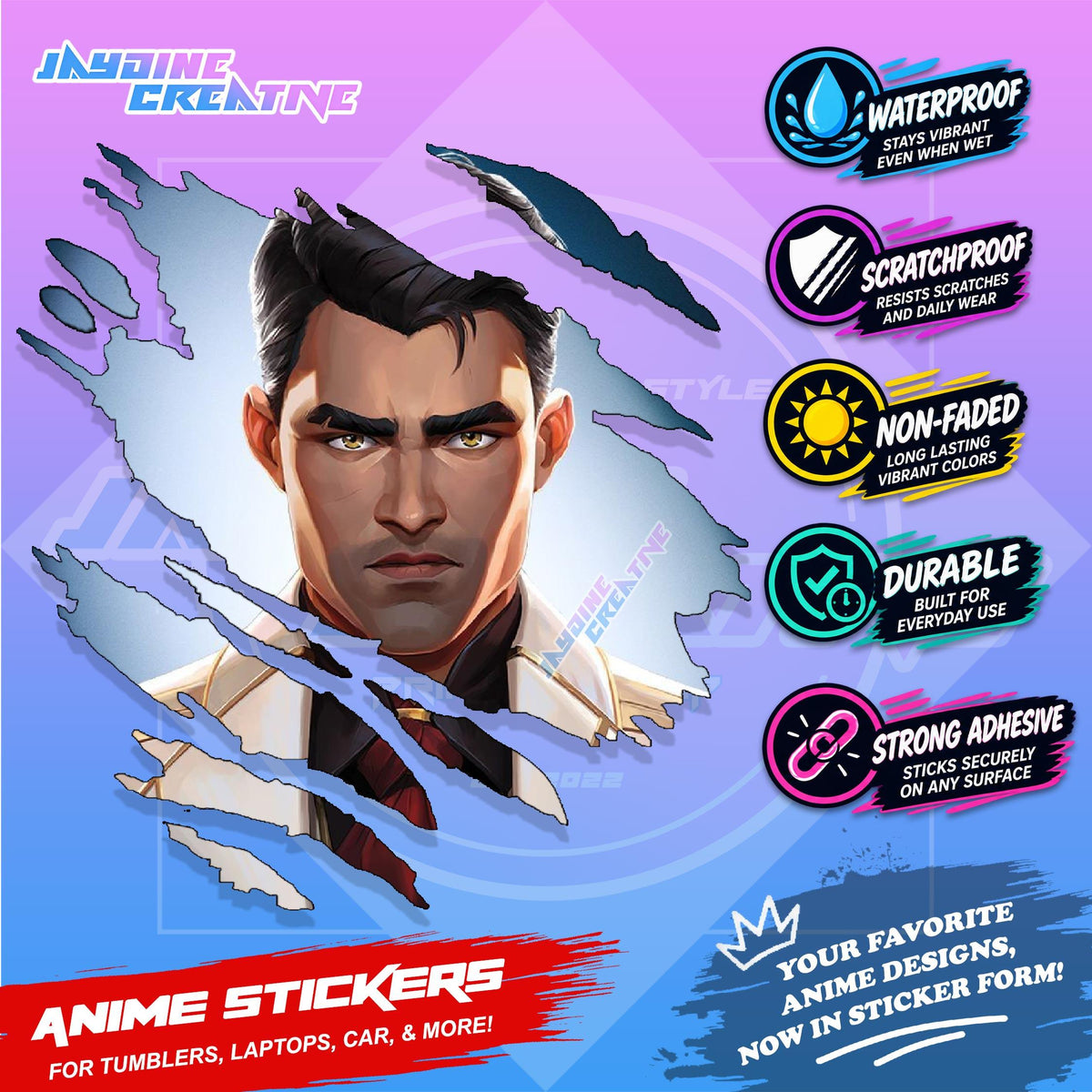 Arcane League of Legends Scratch Design Sticker | Waterproof Vinyl for Helmet, Motorcycle & Tumbler