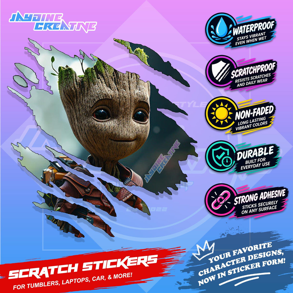 Avengers Marvel Inspired Scratch Sticker Waterproof Vinyl for Helmet, Motorcycle, Car & Tumbler