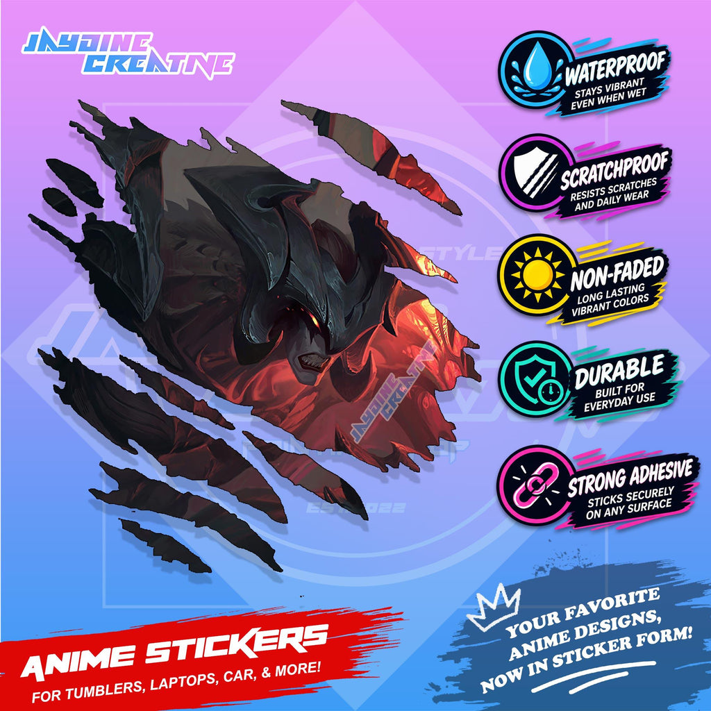 League of Legends Inspired Scratch Sticker Waterproof Vinyl for Helmet, Motorcycle, Laptop & Tumbler