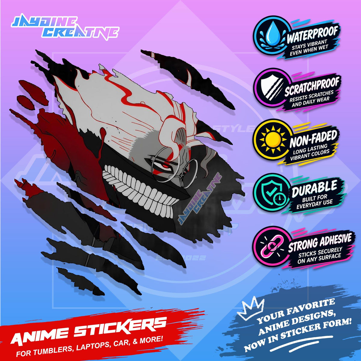Dandadan Anime Scratch Sticker | Waterproof Vinyl for Helmet, Motorcycle, Car, Laptop & Tumbler