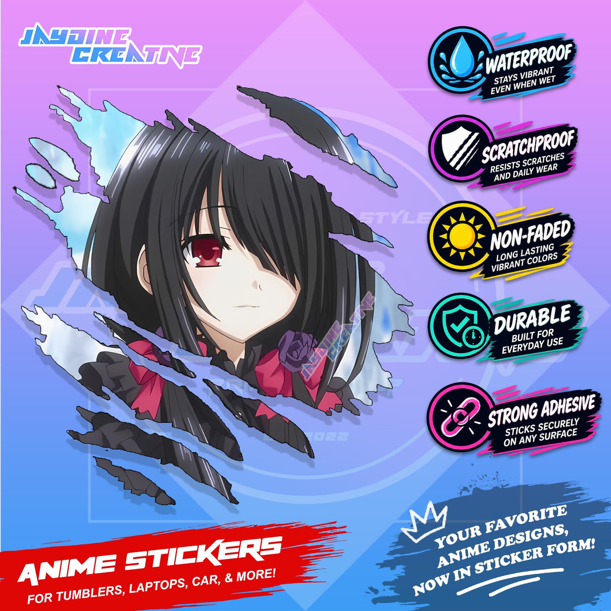 Date A Live Anime Inspired Scratch Sticker | Waterproof Vinyl for Helmet Motorcycle Laptop & Tumbler