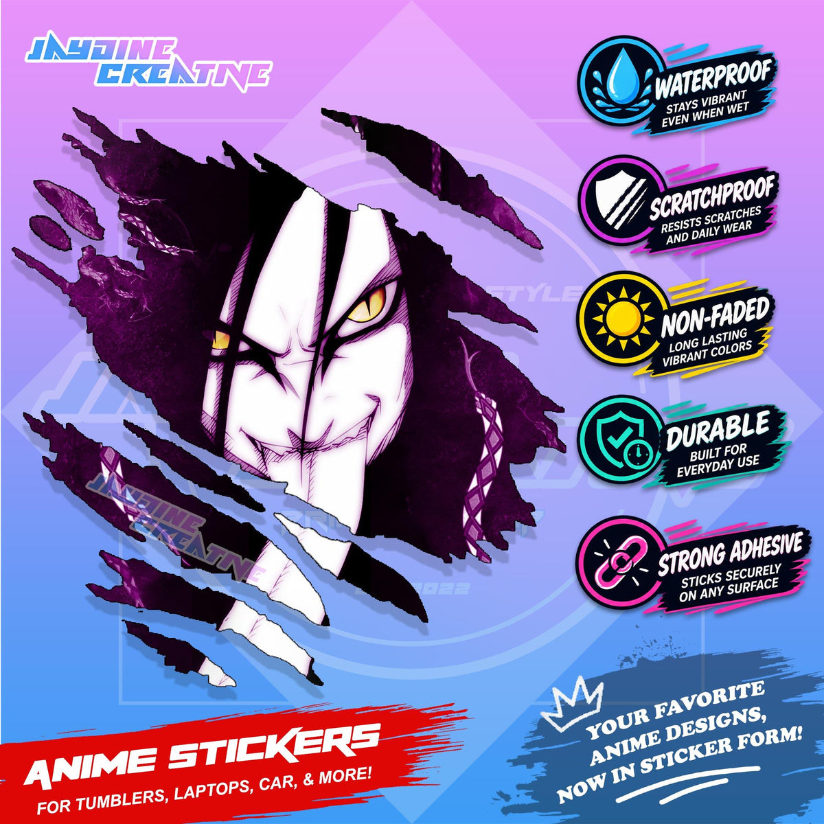 Naruto Inspired Scratch Sticker | Waterproof Vinyl for Helmet, Motorcycle, Car & Tumbler