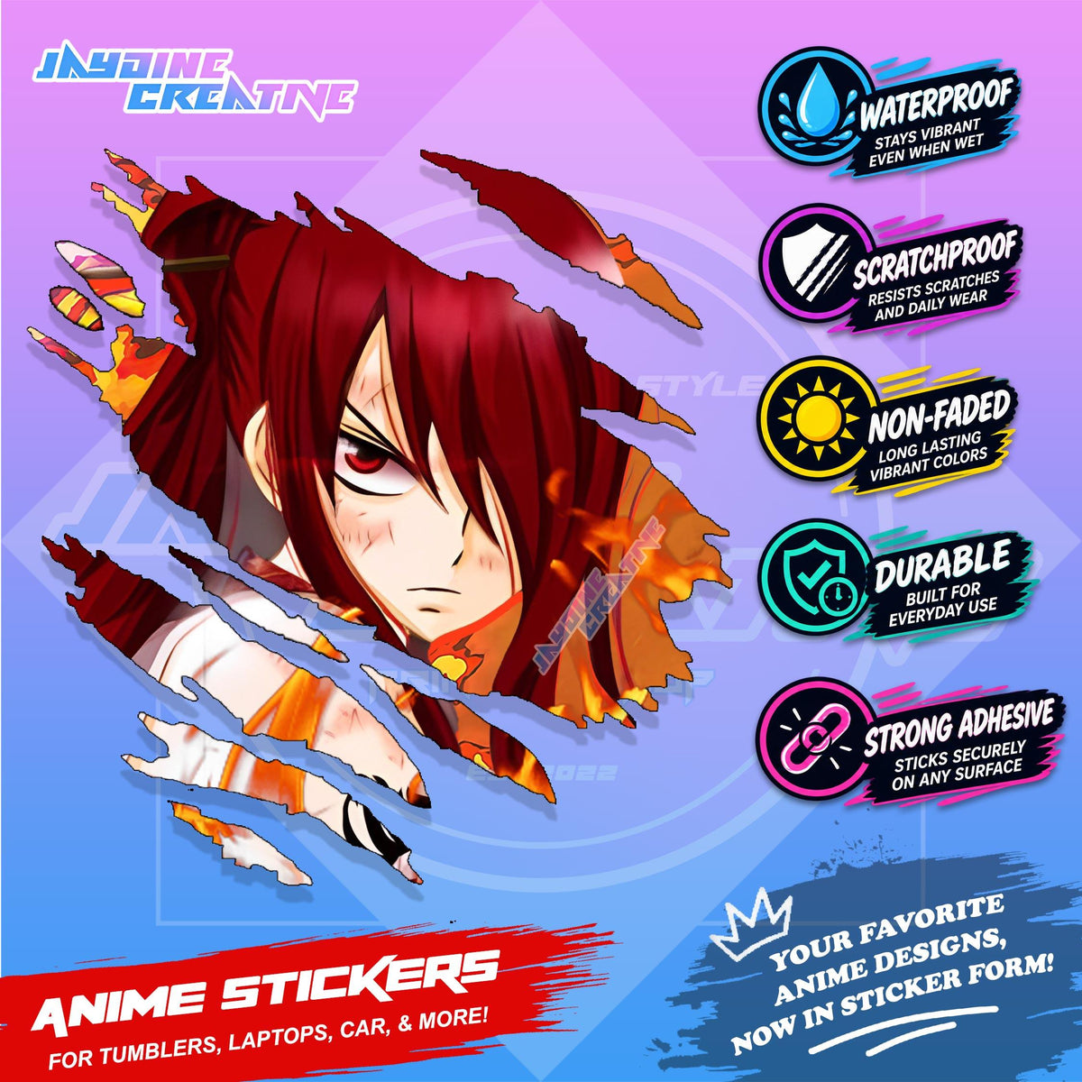 Fairy Tail Anime Inspired Scratch Sticker | Waterproof Vinyl for Helmet, Motorcycle Laptop & Tumbler