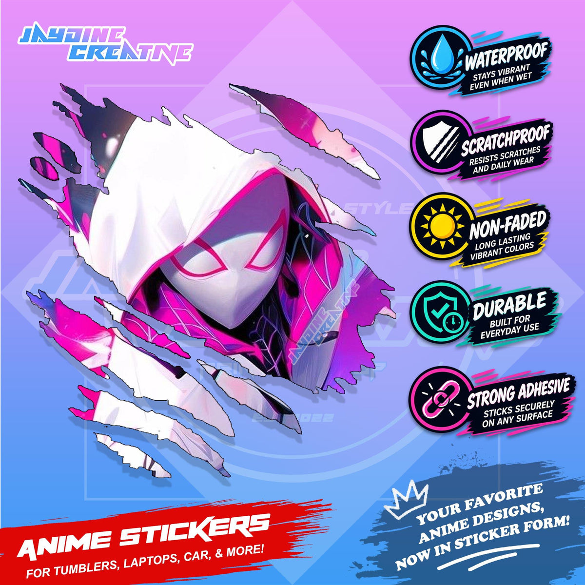 Spiderman Inspired Scratch Sticker Waterproof Vinyl for Helmet, Motorcycle, Car, Laptop & Tumbler