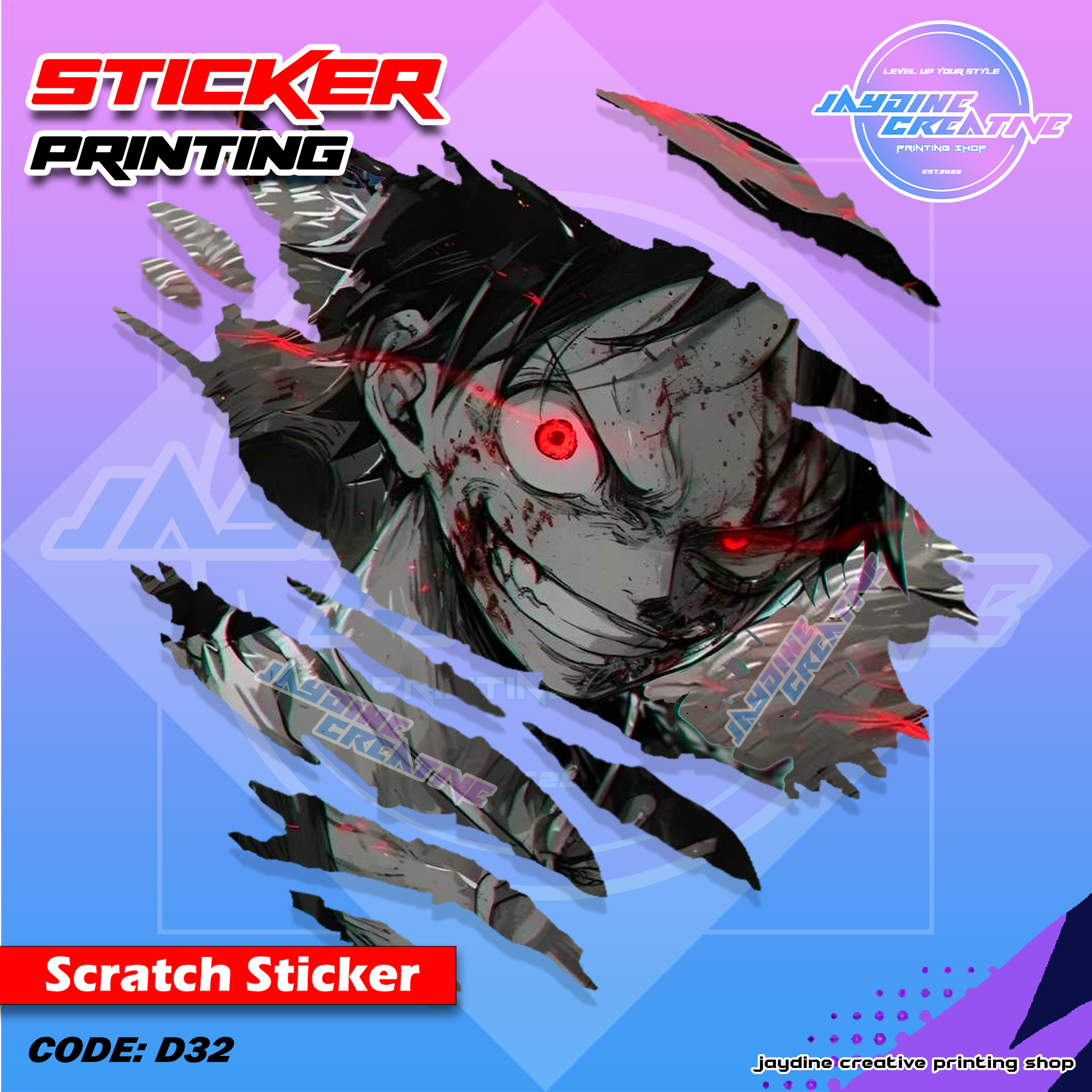 All Anime Inspired Scratch Design Sticker