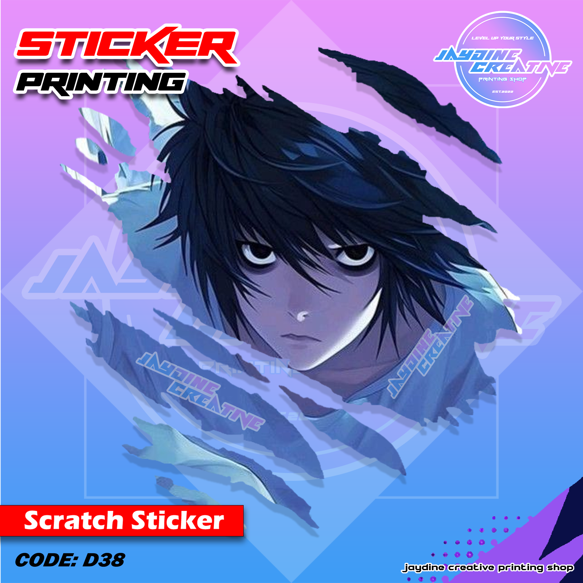 All Anime Inspired Scratch Design Sticker