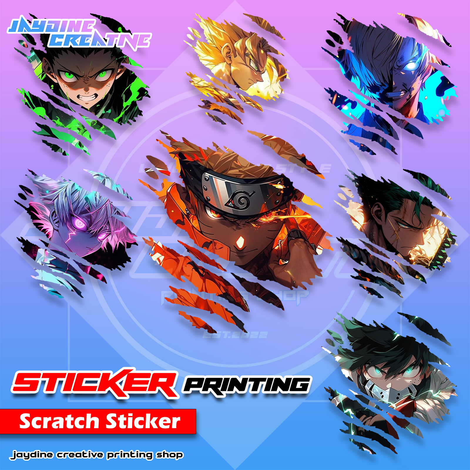 All Anime Inspired Scratch Design Sticker