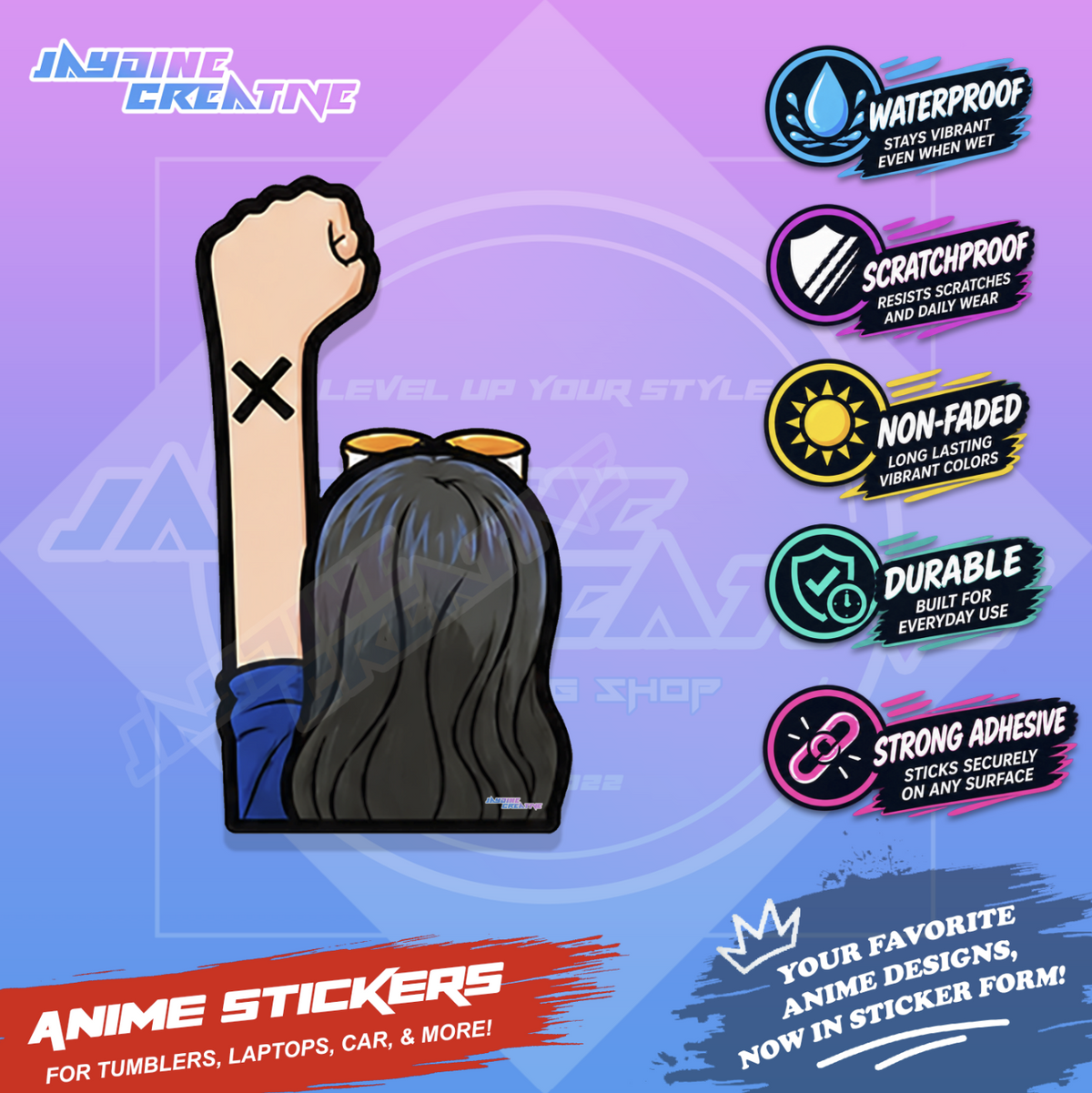 One Piece Nakama Fist Up Waterproof Sticker Anime Inspired Sticker