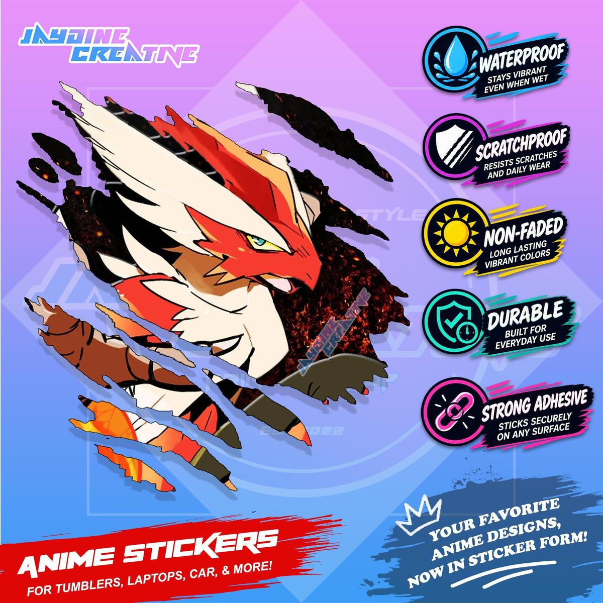 Pokemon Inspired Scratch Sticker | Waterproof Vinyl for Helmet, Motorcycle, Car & Tumbler