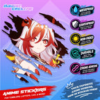Honkai Impact 3rd Inspired Scratch Sticker Waterproof Vinyl for Helmet, Motorcycle, Car & Tumbler