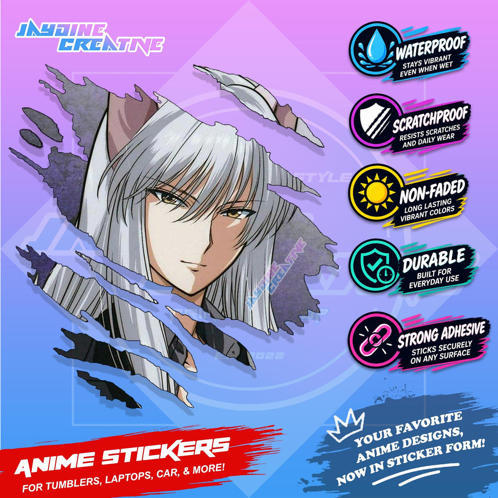 Yu yu Hakusho Ghost Fighter Scratch Sticker Waterproof Vinyl for Helmet Motorcycle, Laptop & Tumbler