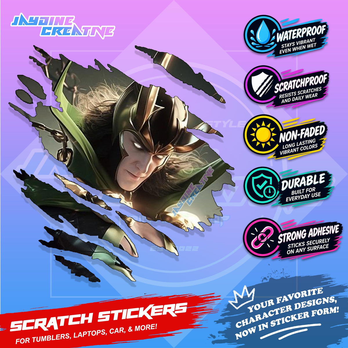 Avengers Marvel Inspired Scratch Sticker Waterproof Vinyl for Helmet, Motorcycle, Car & Tumbler