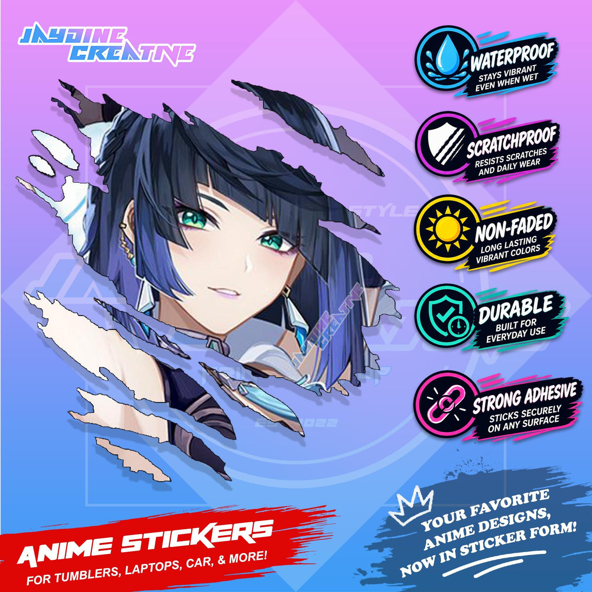 Genshin Liyue Inspired Scratch Sticker | Waterproof Vinyl for Helmet, Motorcycle, Laptop & Tumbler