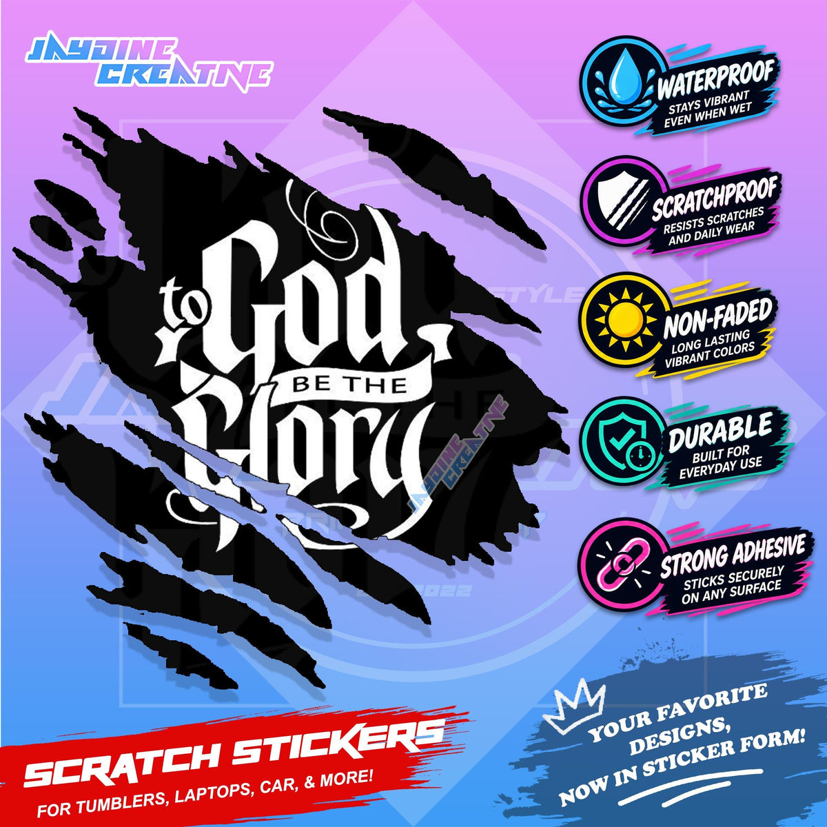 Bible Verse God Jesus Christ Scratch Sticker Waterproof Vinyl for Helmet, Motorcycle, Car & Tumbler