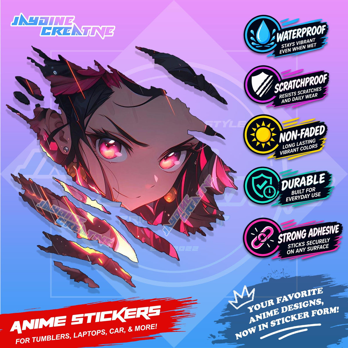 All  Anime Inspired Scratch Sticker Waterproof Vinyl for Helmet, Motorcycle, Car, Laptop, Phone & Tumbler
