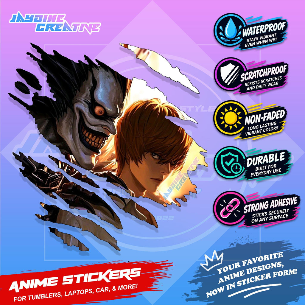 Death Note Anime Inspired Scratch Sticker | Waterproof Vinyl for Helmet Motorcycle, Laptop & Tumbler