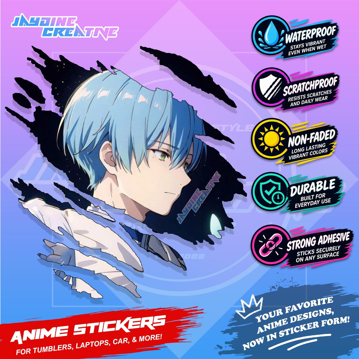 Frieren Anime Inspired Scratch Design | Waterproof Vinyl for Helmet, Motorcycle, Laptop & Tumbler