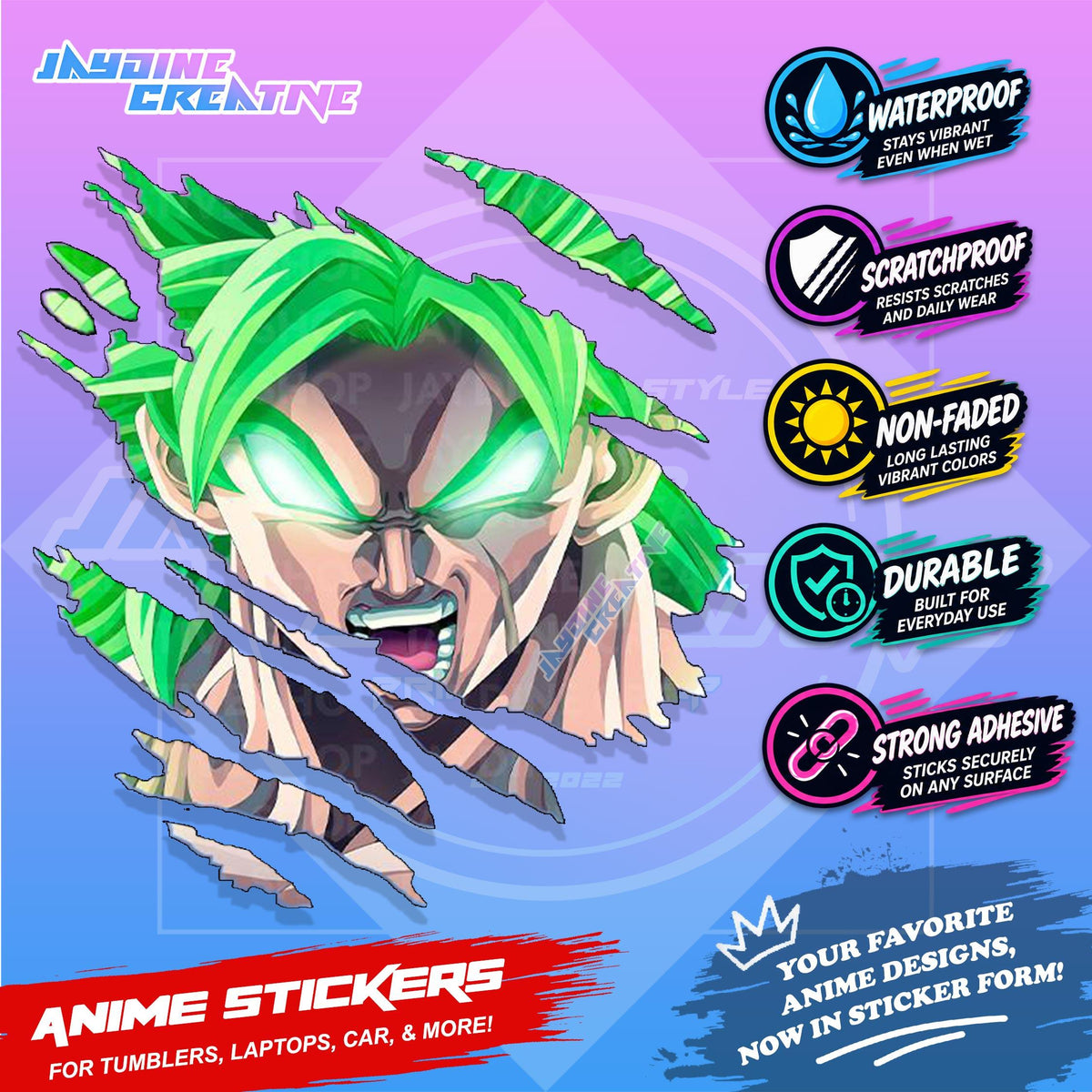 Dragonball Anime Inspired Scratch Sticker Waterproof Vinyl for Helmet, Motorcycle, Car & Tumbler