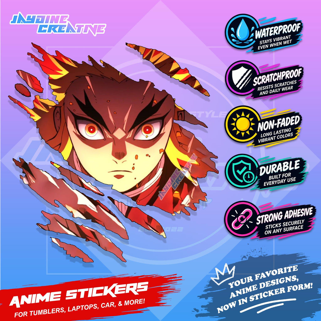 Demon Slayer Anime Inspired Scratch Sticker | Waterproof Vinyl for Helmet, Motorcycle & Tumbler