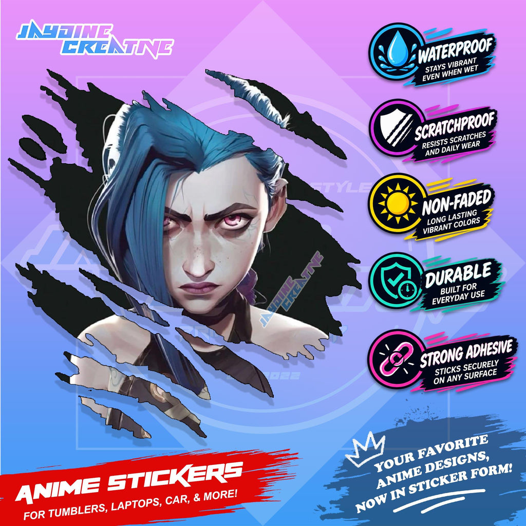 Arcane League of Legends Scratch Design Sticker | Waterproof Vinyl for Helmet, Motorcycle & Tumbler