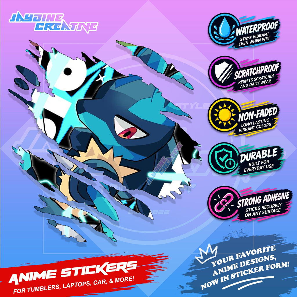 Pokemon Inspired Scratch Sticker | Waterproof Vinyl for Helmet, Motorcycle, Car & Tumbler