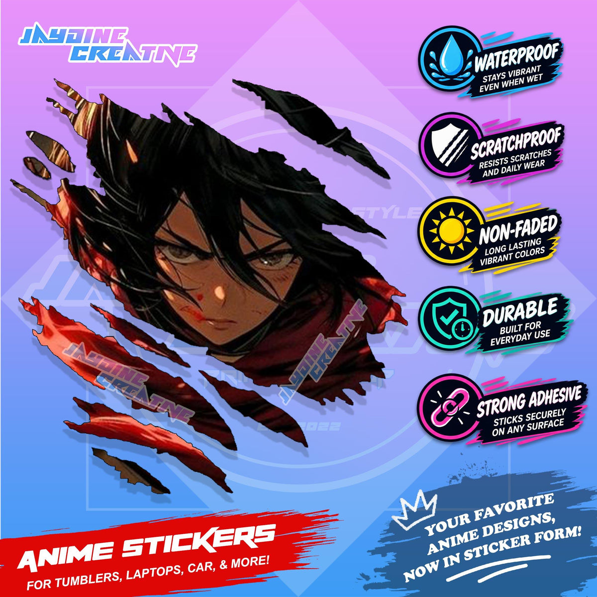 All  Anime Inspired Scratch Sticker Waterproof Vinyl for Helmet, Motorcycle, Car, Laptop, Phone & Tumbler