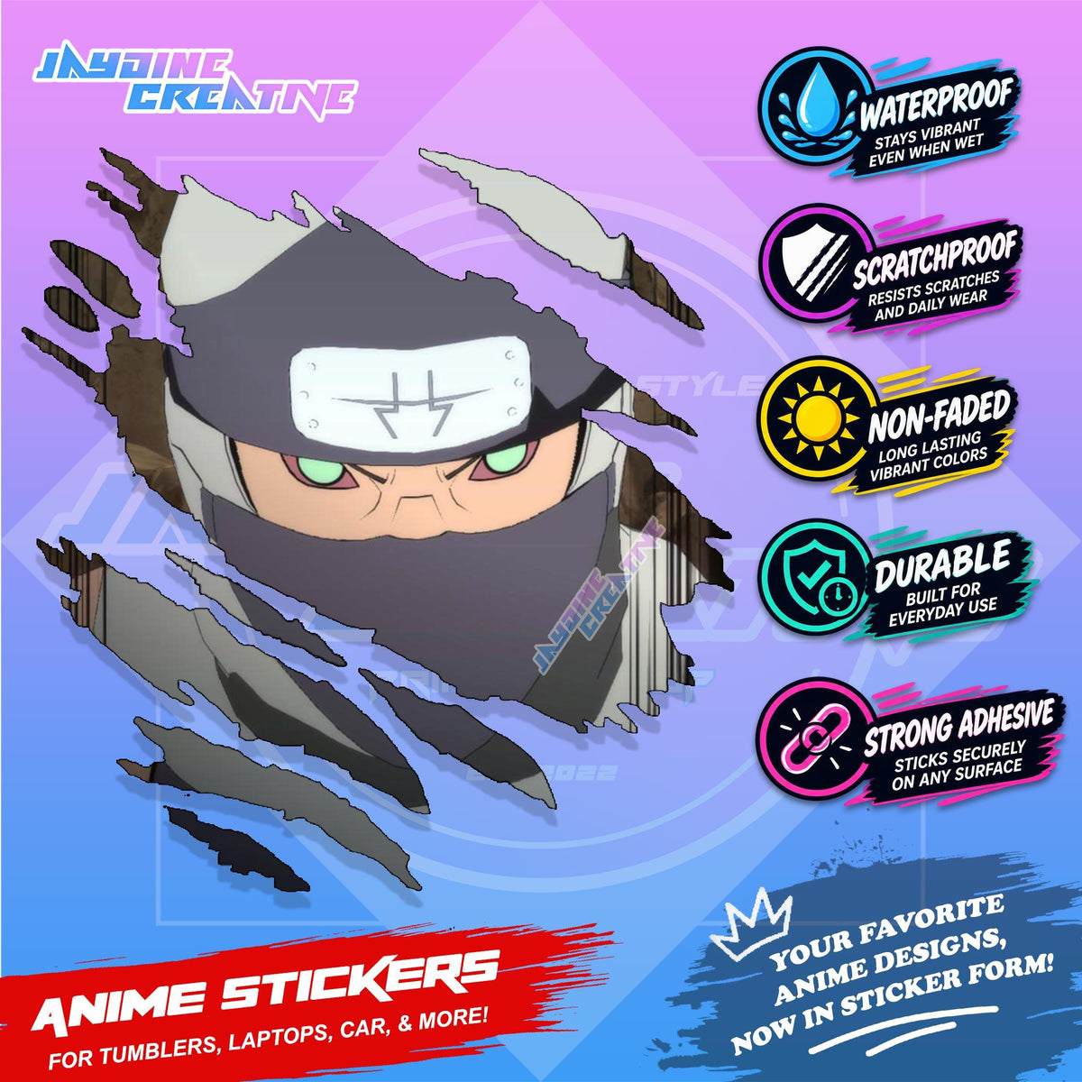 Akatsuki Anime Inspired Scratch Sticker | Waterproof Vinyl for Helmet, Motorcycle, Car & Tumbler
