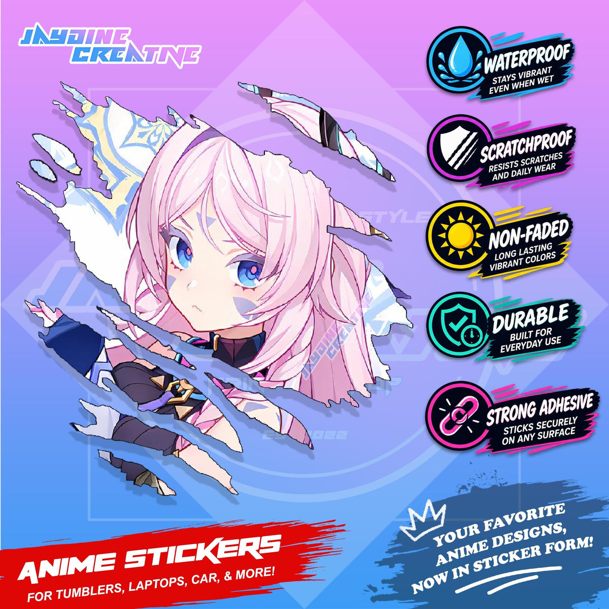Genshin Natlan Inspired Scratch Sticker | Waterproof Vinyl for Helmet, Motorcycle, Laptop & Tumbler