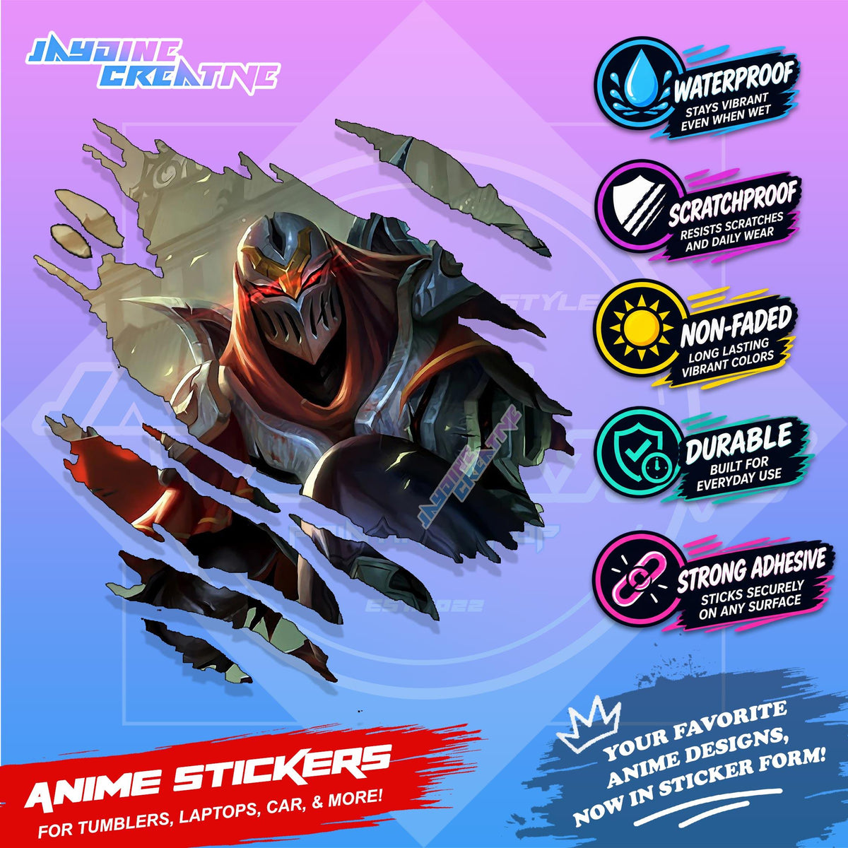 League of Legends Inspired Scratch Sticker Waterproof Vinyl for Helmet, Motorcycle, Laptop & Tumbler