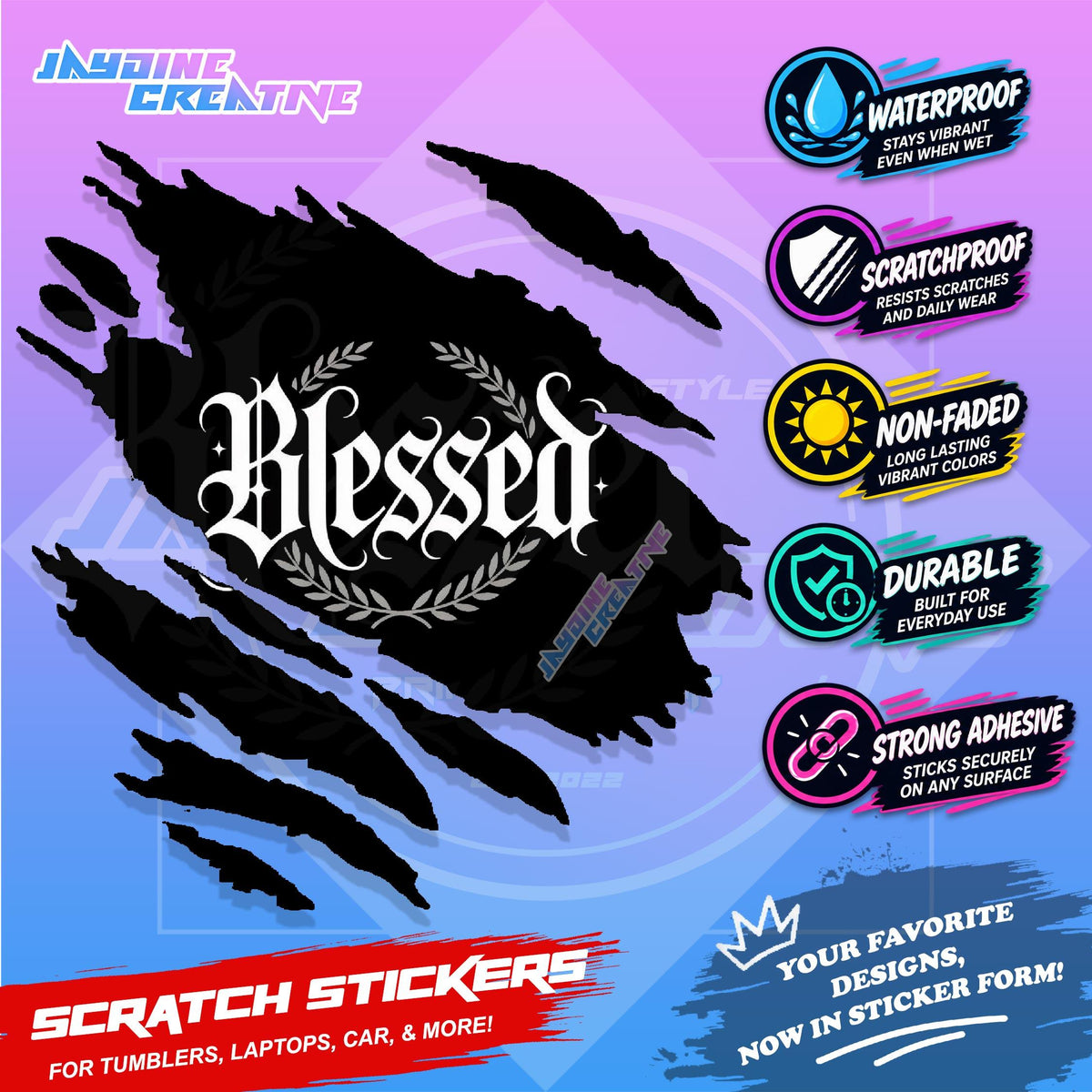 Bible Verse God Jesus Christ Scratch Sticker Waterproof Vinyl for Helmet, Motorcycle, Car & Tumbler