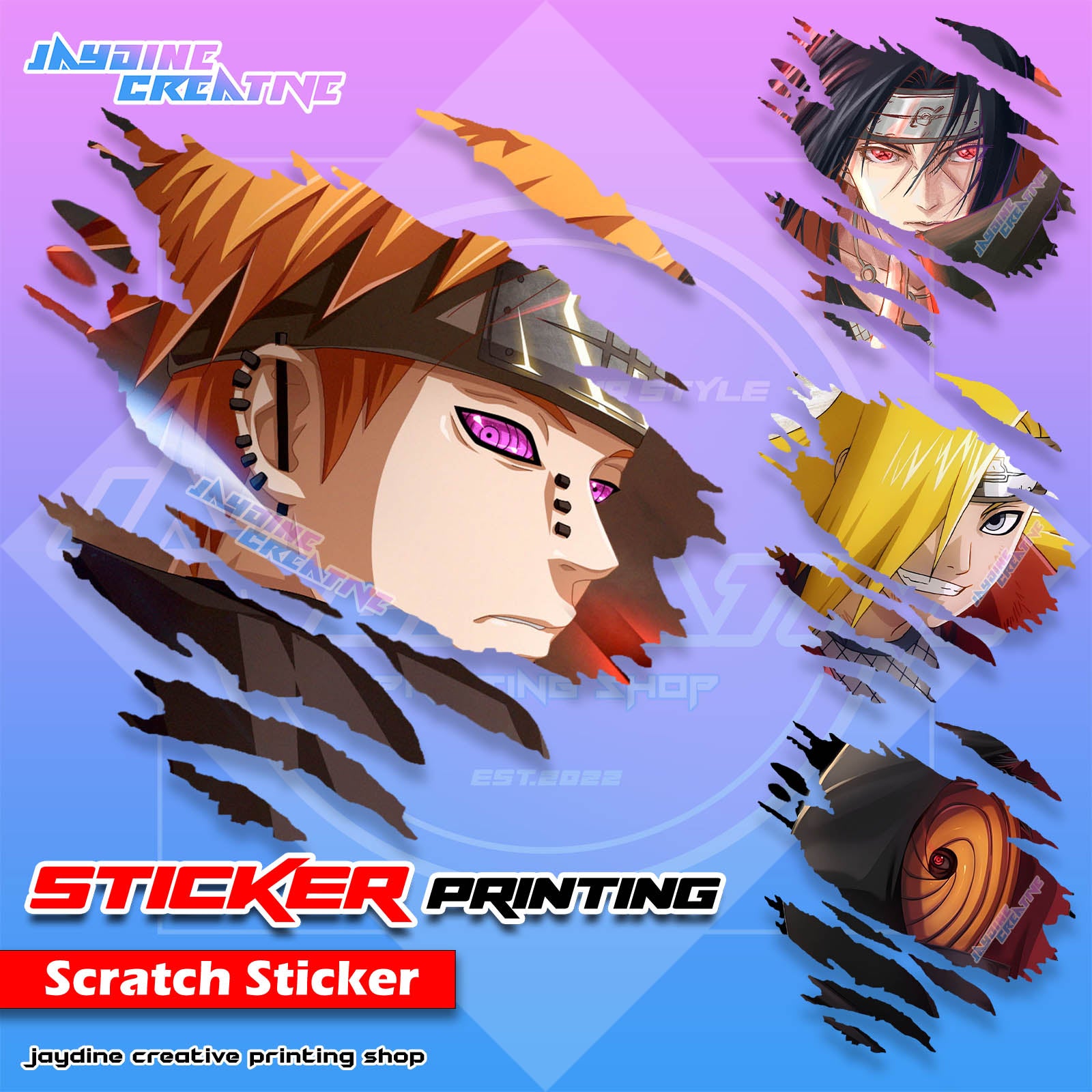Akatsuki Inspired Scratch Design Sticker