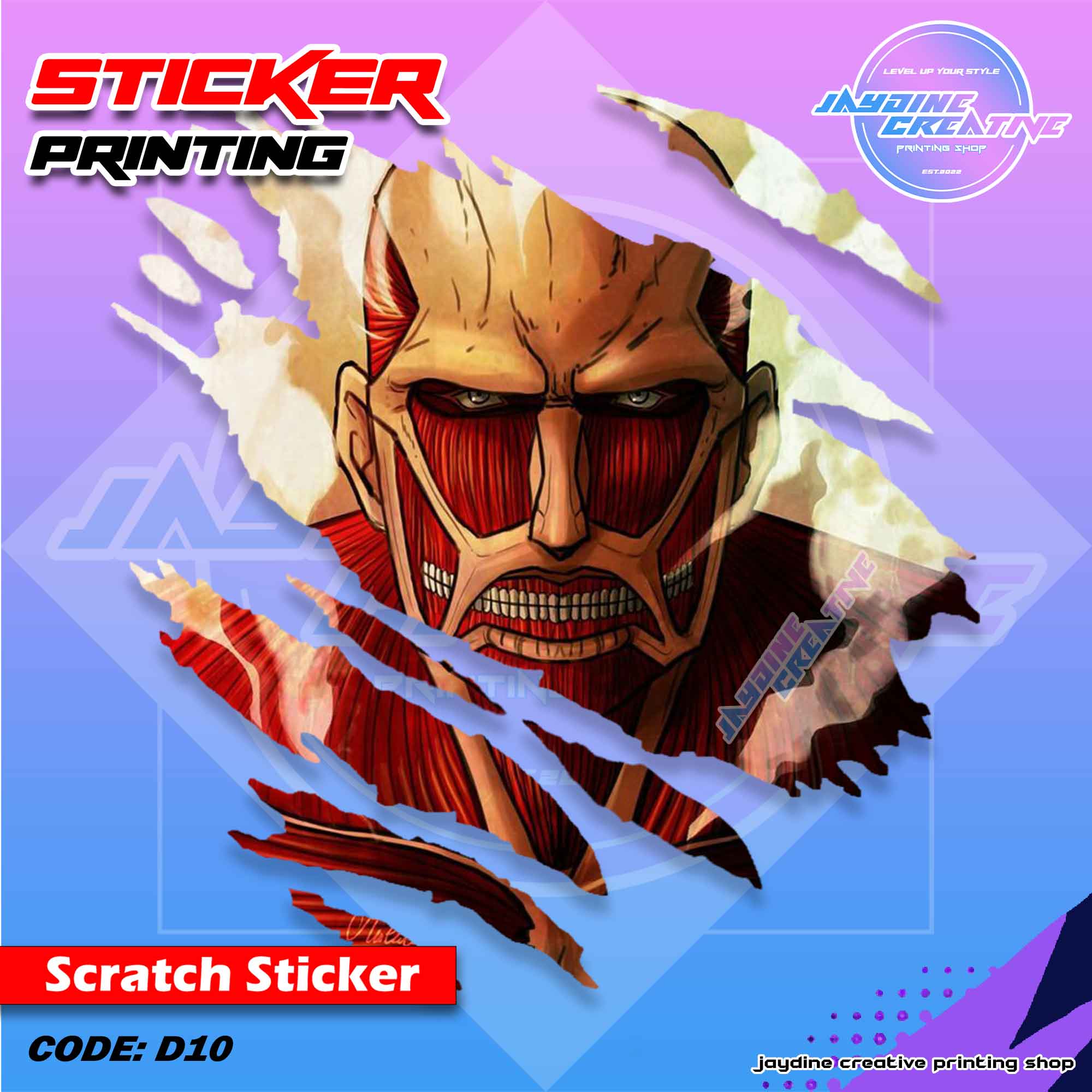 Attack on Titan Inspired Scratch Design Sticker