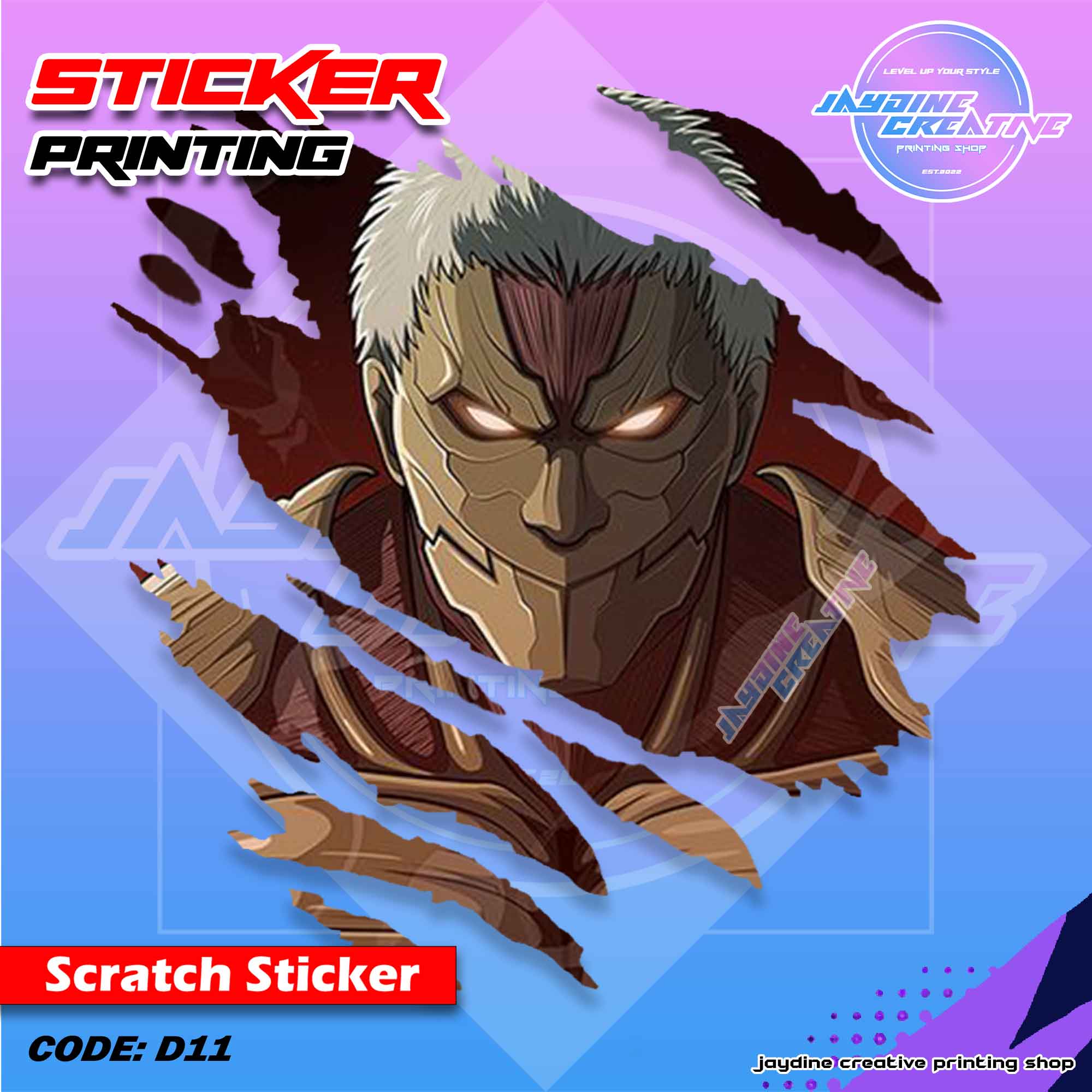 Attack on Titan Inspired Scratch Design Sticker