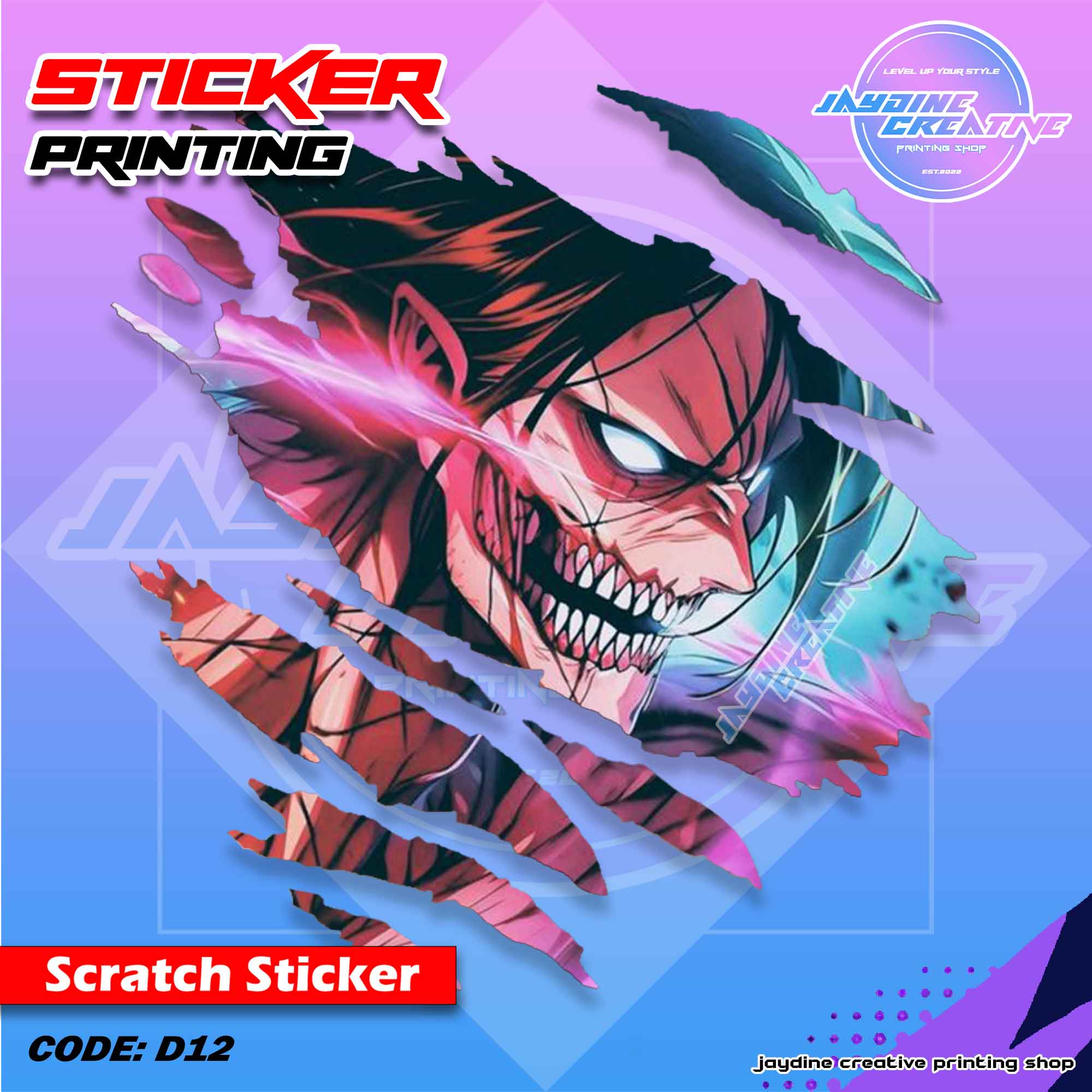 Attack on Titan Inspired Scratch Design Sticker